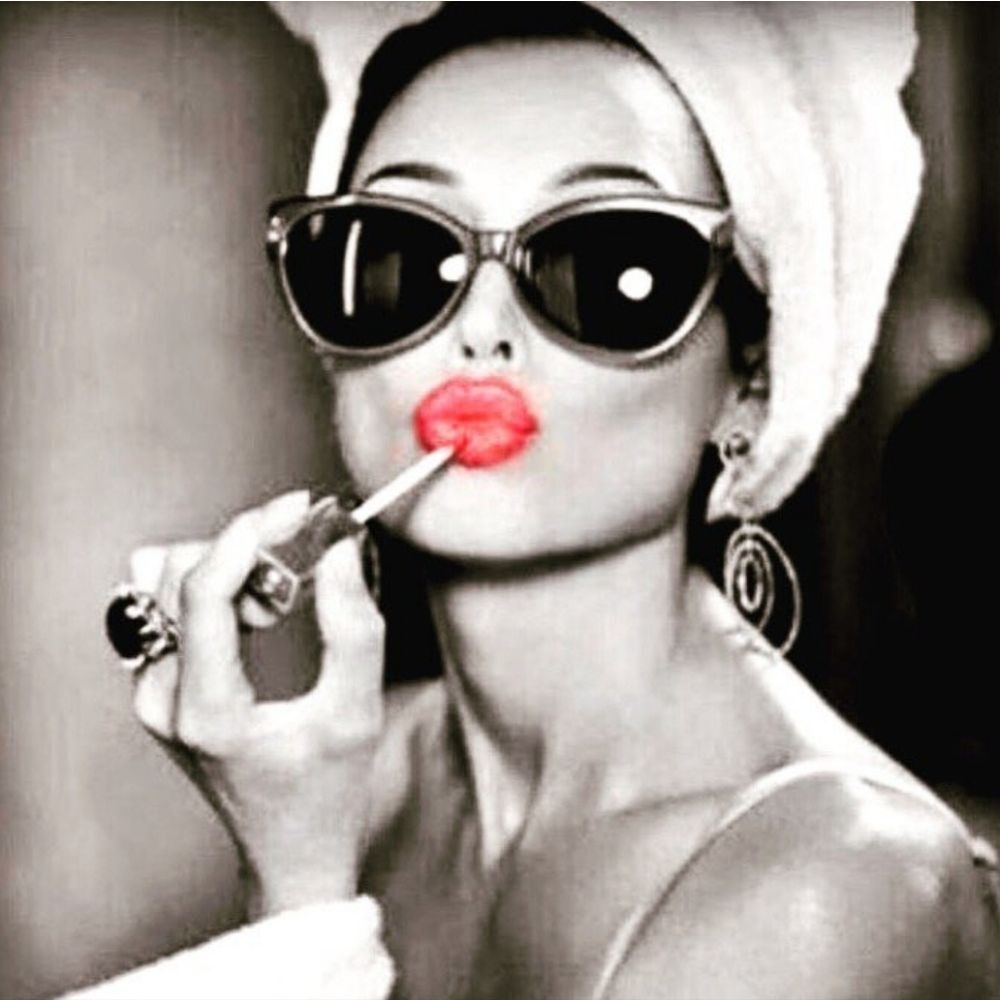 At Home Audrey Hepburn Red Lipstick Framed Wall Decor